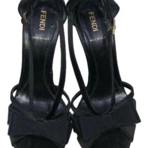 LA*Fendi Black Satin D'orsay Slingback Heels